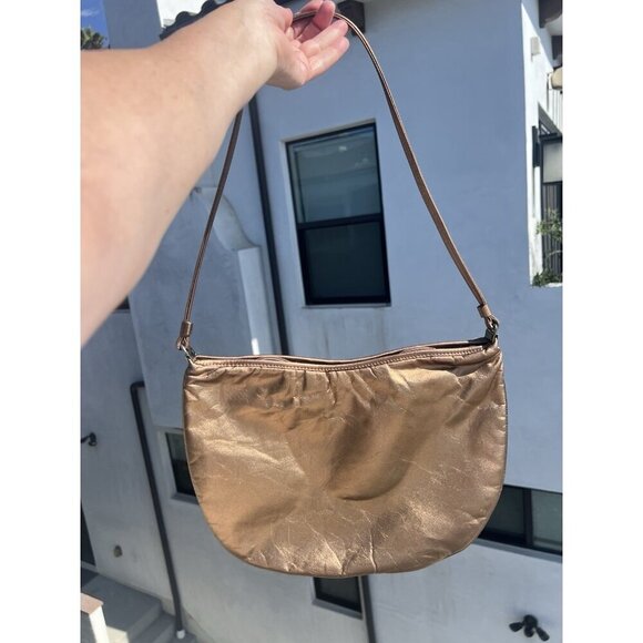 David Mehler for DAME 70s vintage snakeskin leather copper crescent shoulder bag - Picture 3 of 13